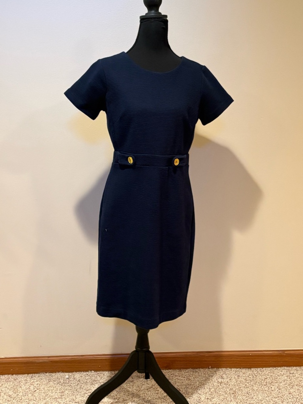 Ann Taylor Factory Size 2 Navy Textured Ribbed Career Dress